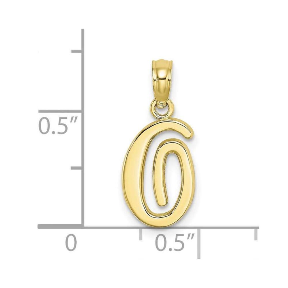 10k Yellow Gold Polished O Script Initial Charm - image 8